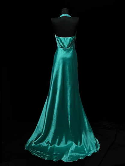 Trägerloses silbernes Vintage-Abendkleid, A-Linie, Geburtstagskleid J9370