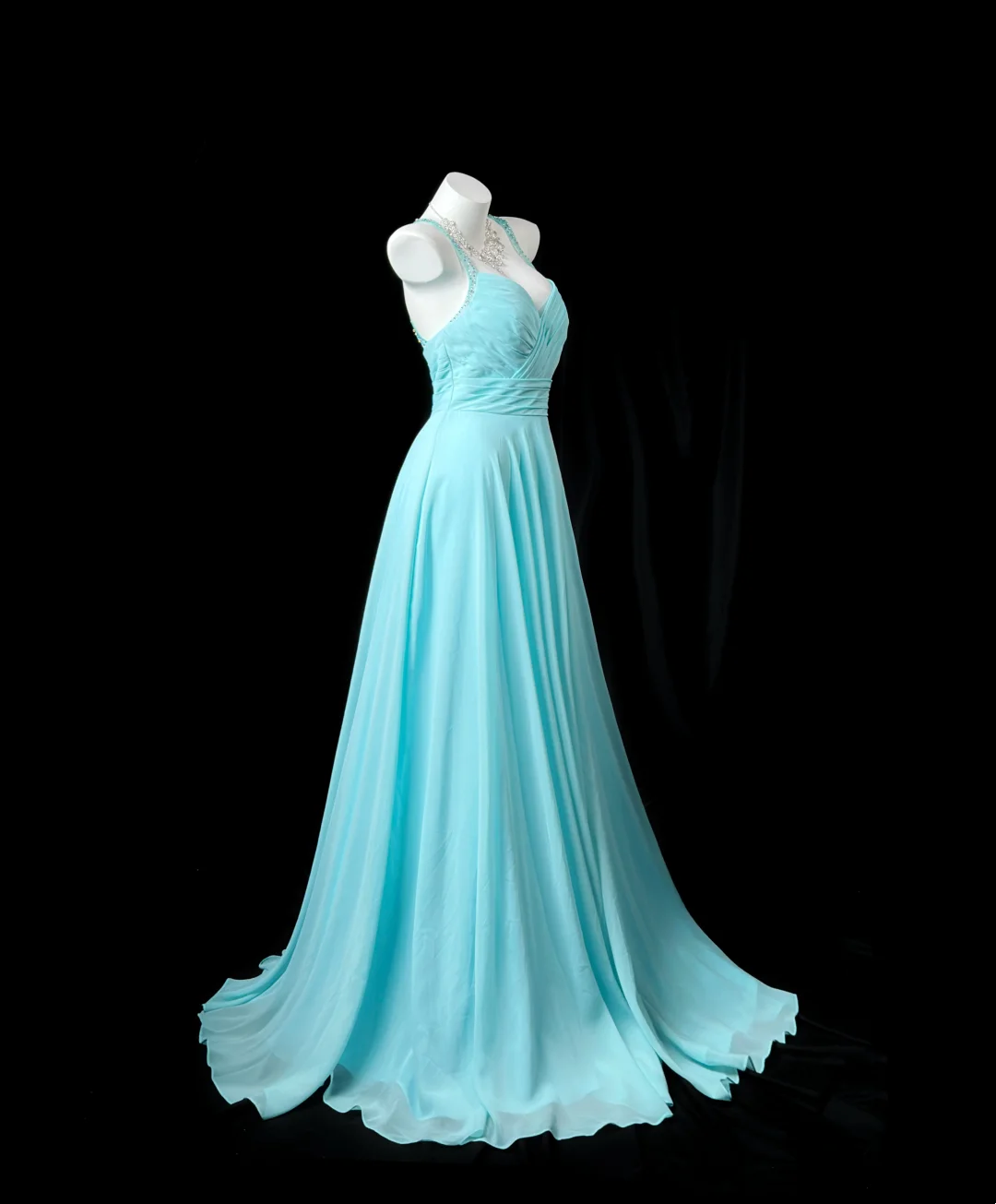 Trägerloses silbernes Vintage-Abendkleid, A-Linie, Geburtstagskleid J9370