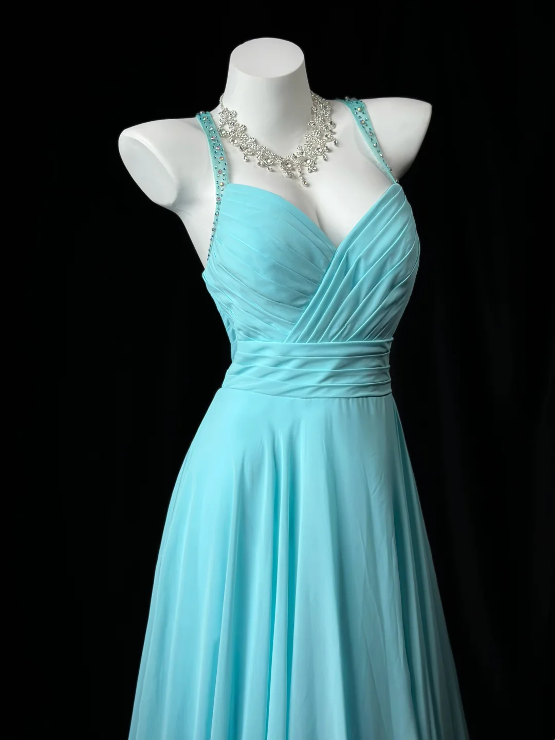 Trägerloses silbernes Vintage-Abendkleid, A-Linie, Geburtstagskleid J9370