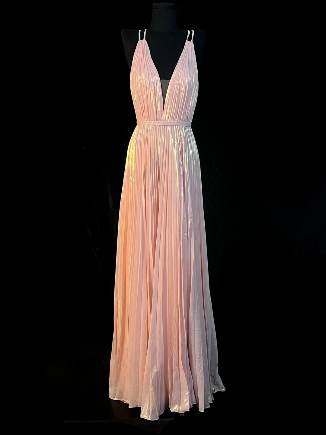 V Neck A Line Pink Pleated Formal Prom Dress  J10140