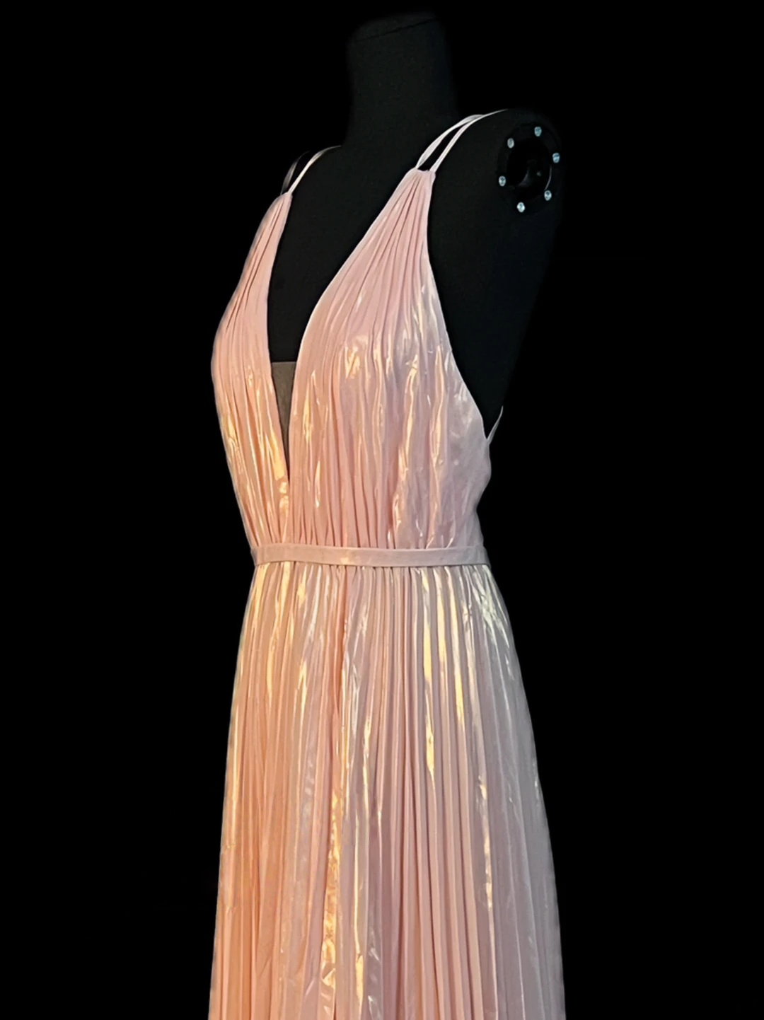 V Neck A Line Pink Pleated Formal Prom Dress  J10140