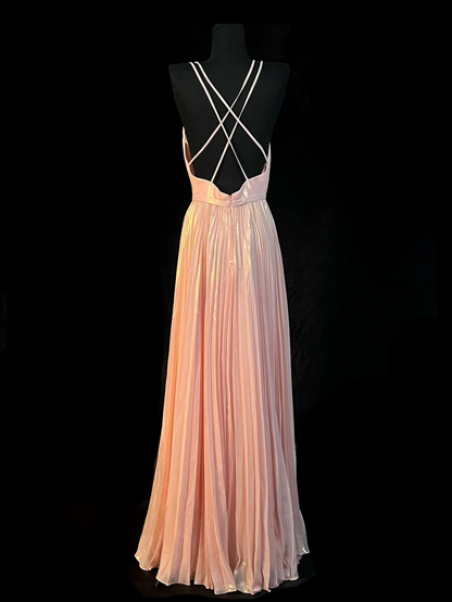 V Neck A Line Pink Pleated Formal Prom Dress  J10140