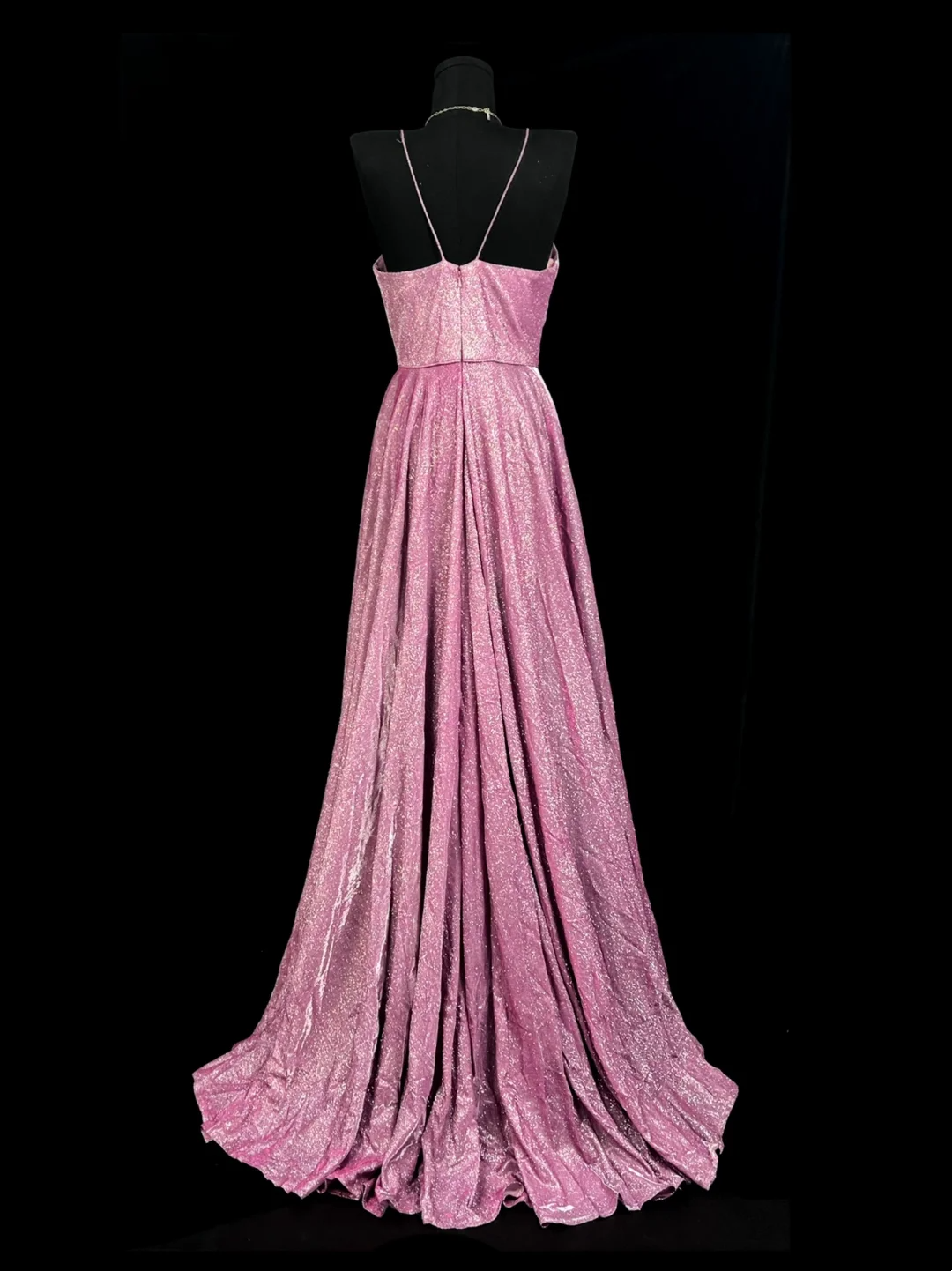 V Neck A Line Pink Sparkle Prom Dress Formal Evening Gown  J10150