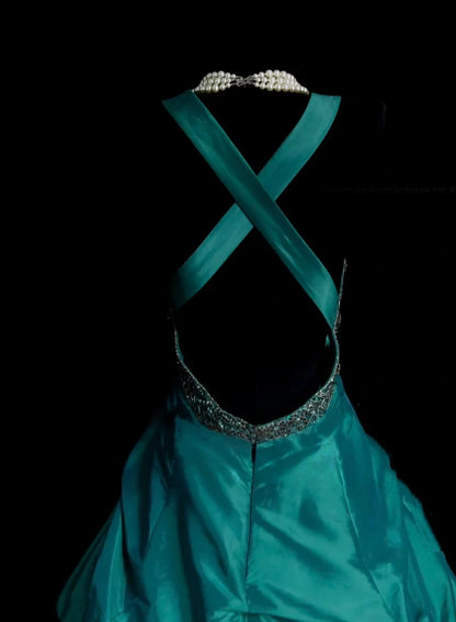Trägerloses silbernes Vintage-Abendkleid, A-Linie, Geburtstagskleid J9370