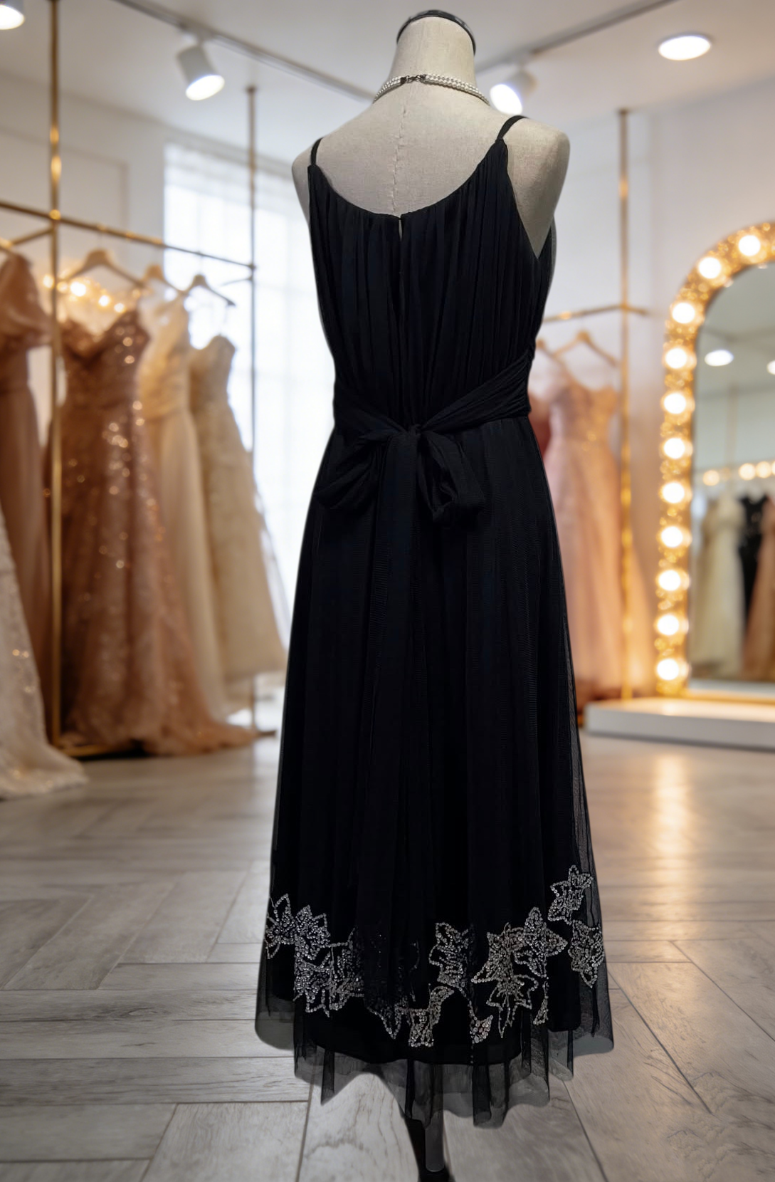Trägerloses silbernes Vintage-Abendkleid, A-Linie, Geburtstagskleid J9370