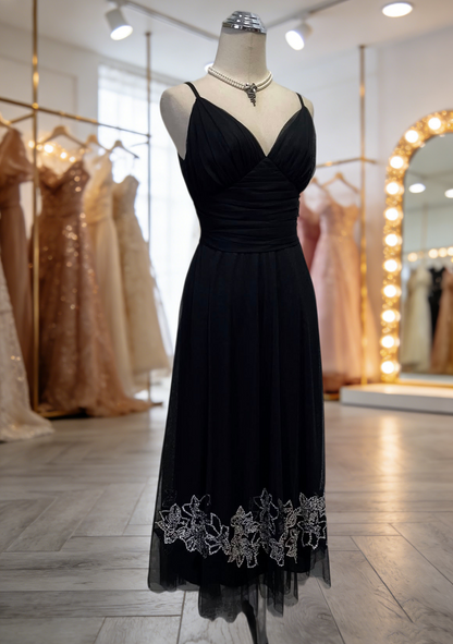 Trägerloses silbernes Vintage-Abendkleid, A-Linie, Geburtstagskleid J9370