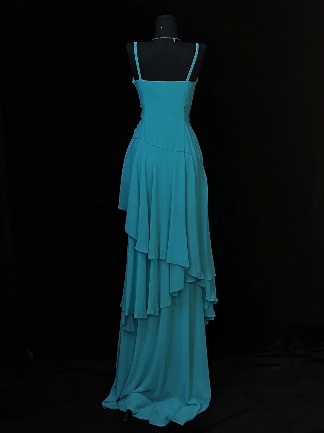 V Neck Blue Chiffon Prom Dress Formal Weeding Guest Dress J10142
