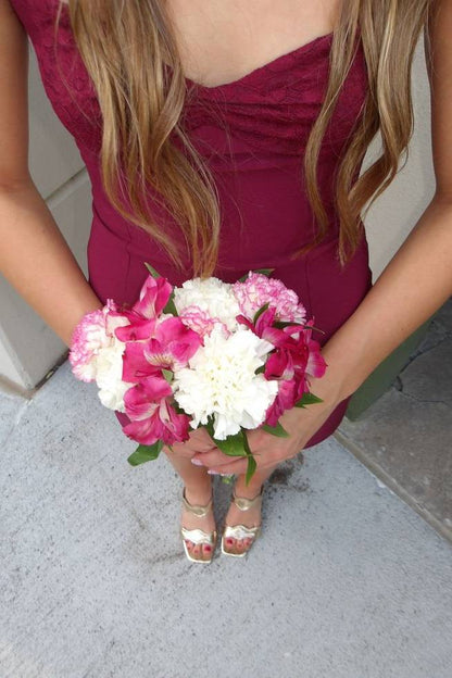 V Neck Burgundy Sheath Short Homecoming Dress  J11259