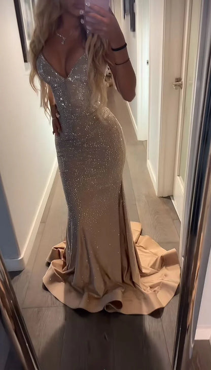 Trägerloses silbernes Vintage-Abendkleid, A-Linie, Geburtstagskleid J9370
