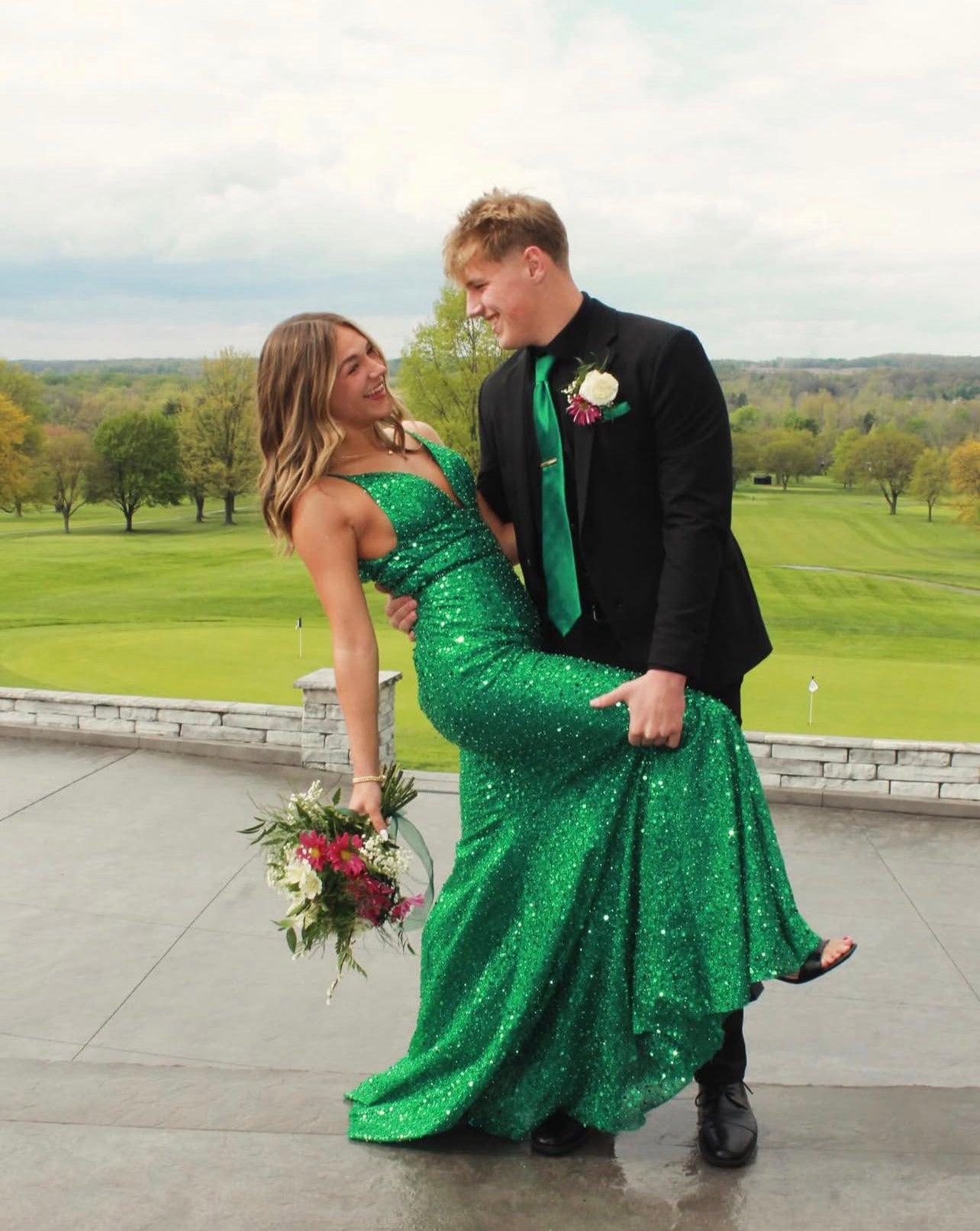 V Neck Green Sequin Mermaid Prom Dress Sparkle Evening Gown  J10442