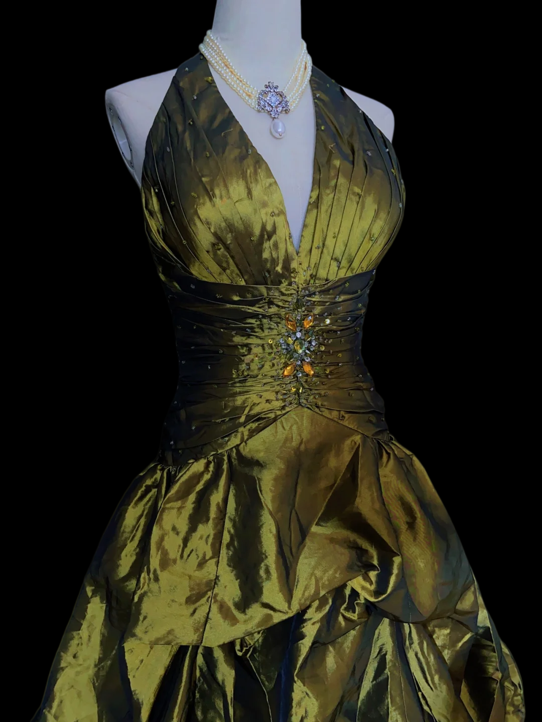 Trägerloses silbernes Vintage-Abendkleid, A-Linie, Geburtstagskleid J9370