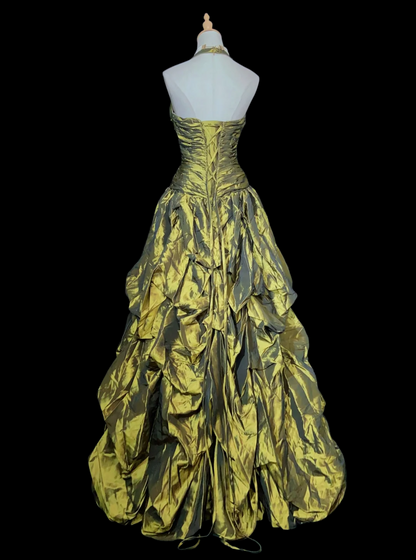 Trägerloses silbernes Vintage-Abendkleid, A-Linie, Geburtstagskleid J9370