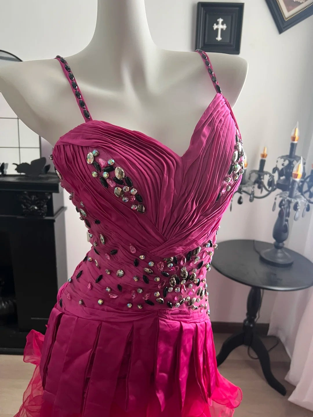 Trägerloses silbernes Vintage-Abendkleid, A-Linie, Geburtstagskleid J9370