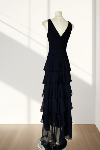 Trägerloses silbernes Vintage-Abendkleid, A-Linie, Geburtstagskleid J9370