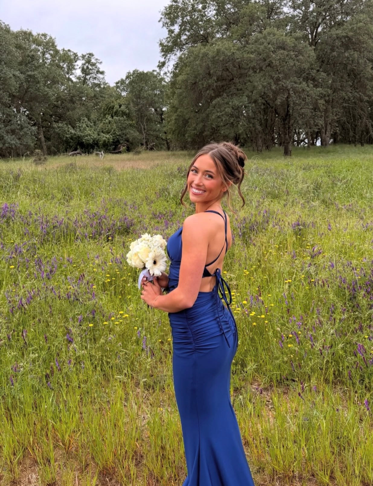 Robe de bal bustier violette en satin avec appliques, robe de soirée formelle J9413