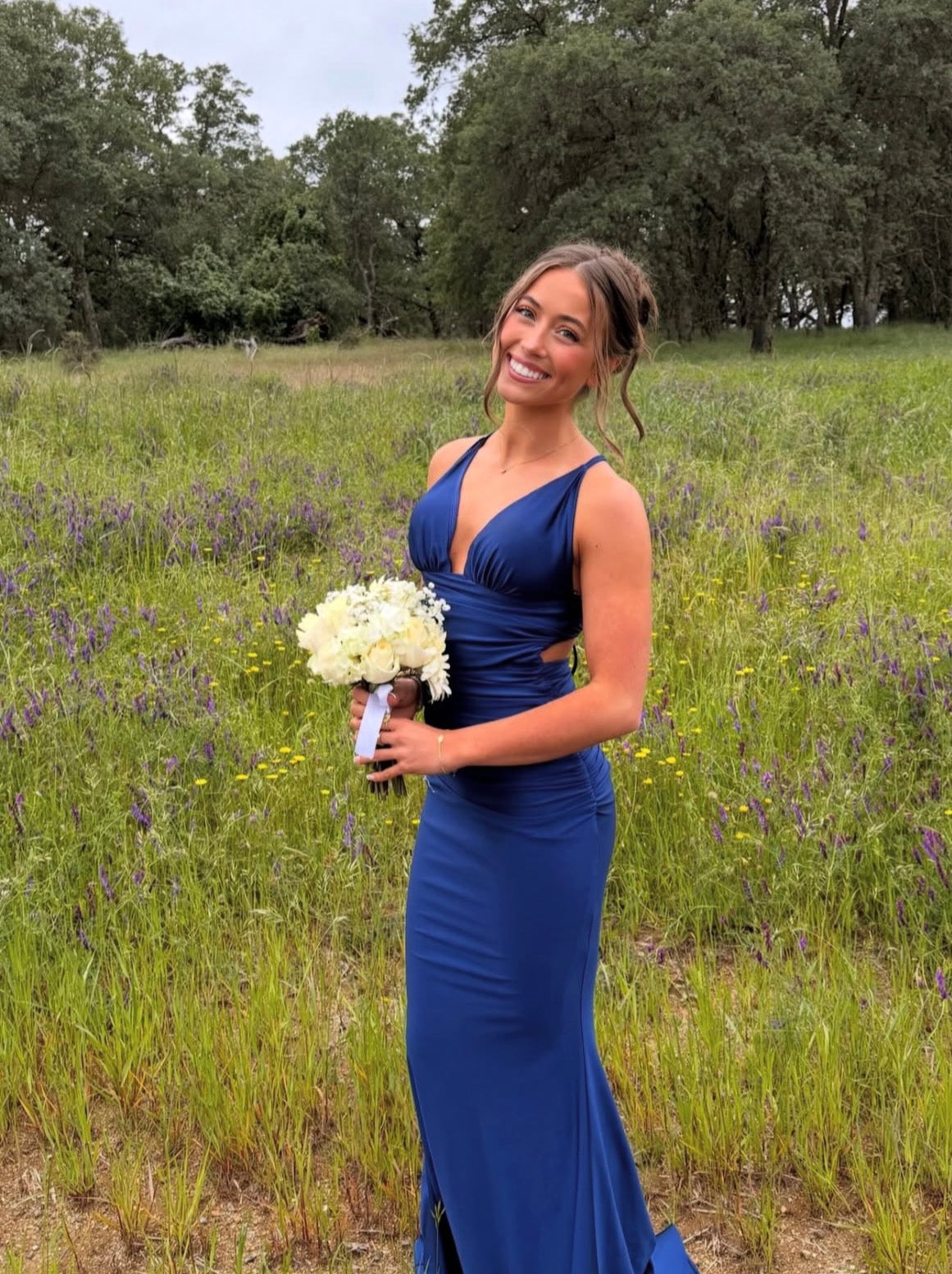 Robe de bal bustier violette en satin avec appliques, robe de soirée formelle J9413