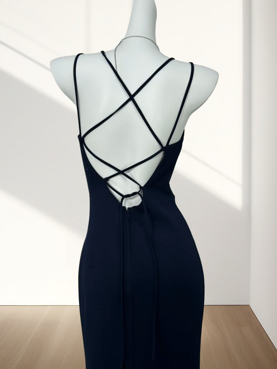 V Neck Navy Blue Sheath Prom Dress With Slit Sexy Evening Dress  J10310