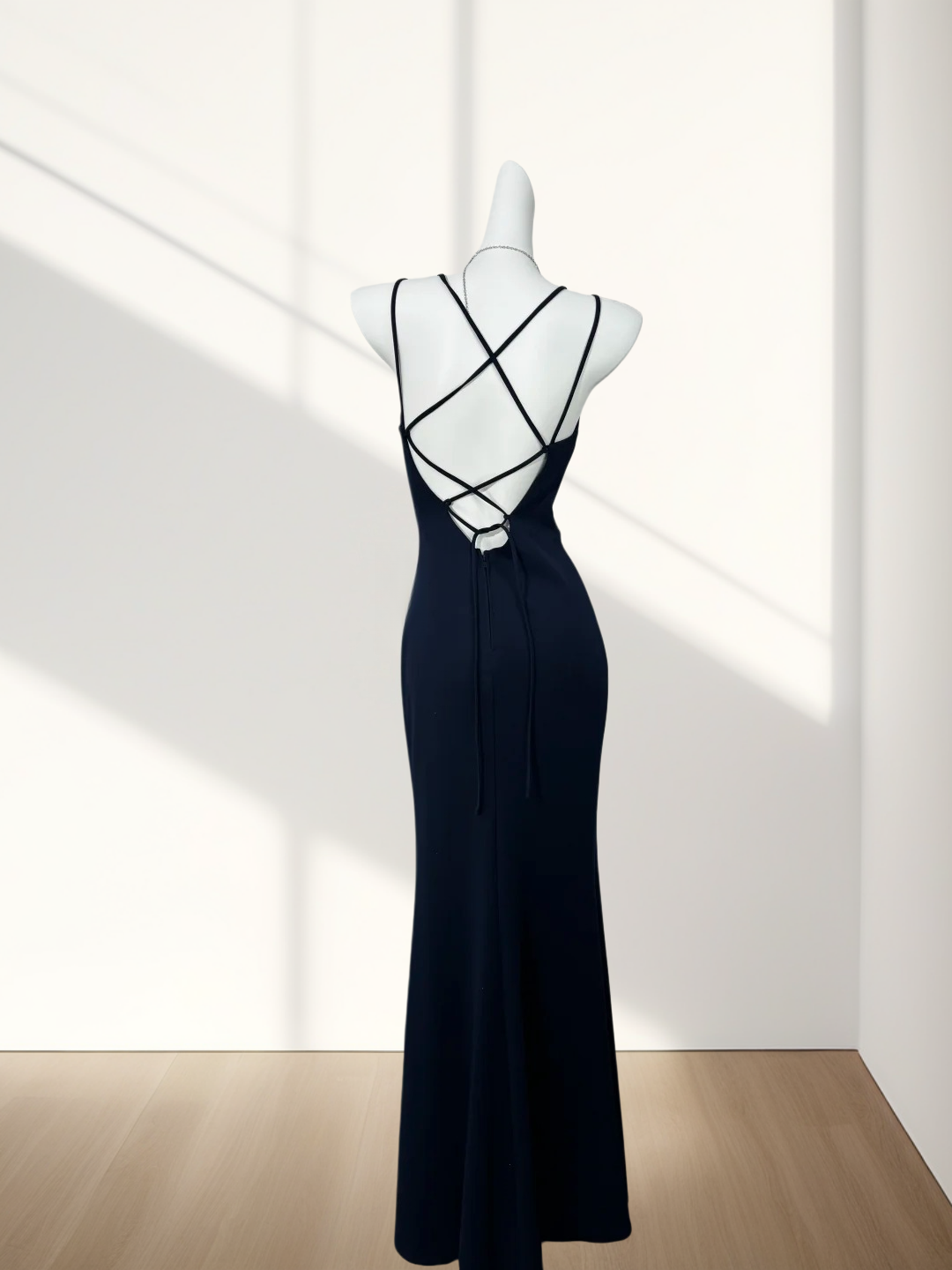 V Neck Navy Blue Sheath Prom Dress With Slit Sexy Evening Dress  J10310