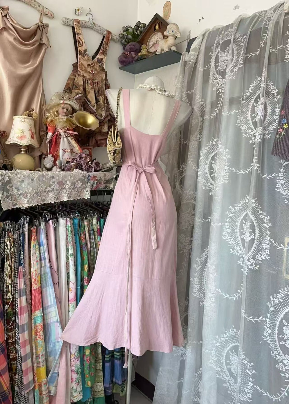 V Neck Pink Ruffled Wedding Guest Dress A Line Evening Dress J11856
