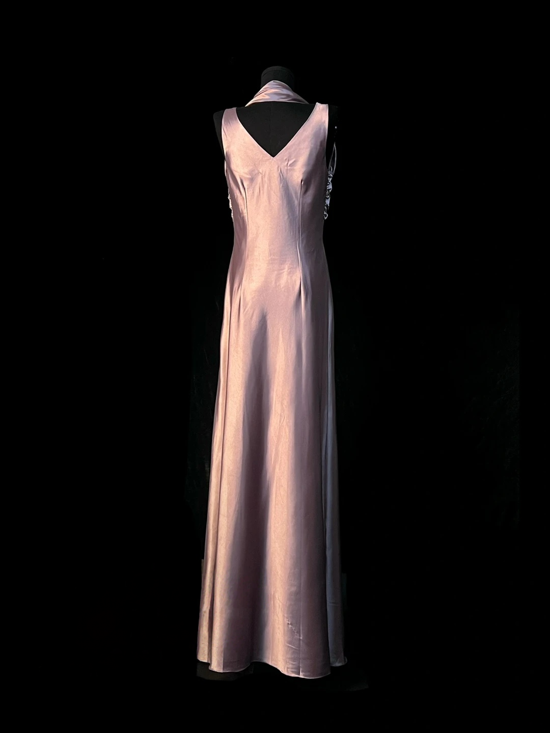 V Neck Pink Sheath Prom Dress Satin Evening Dress  J10127