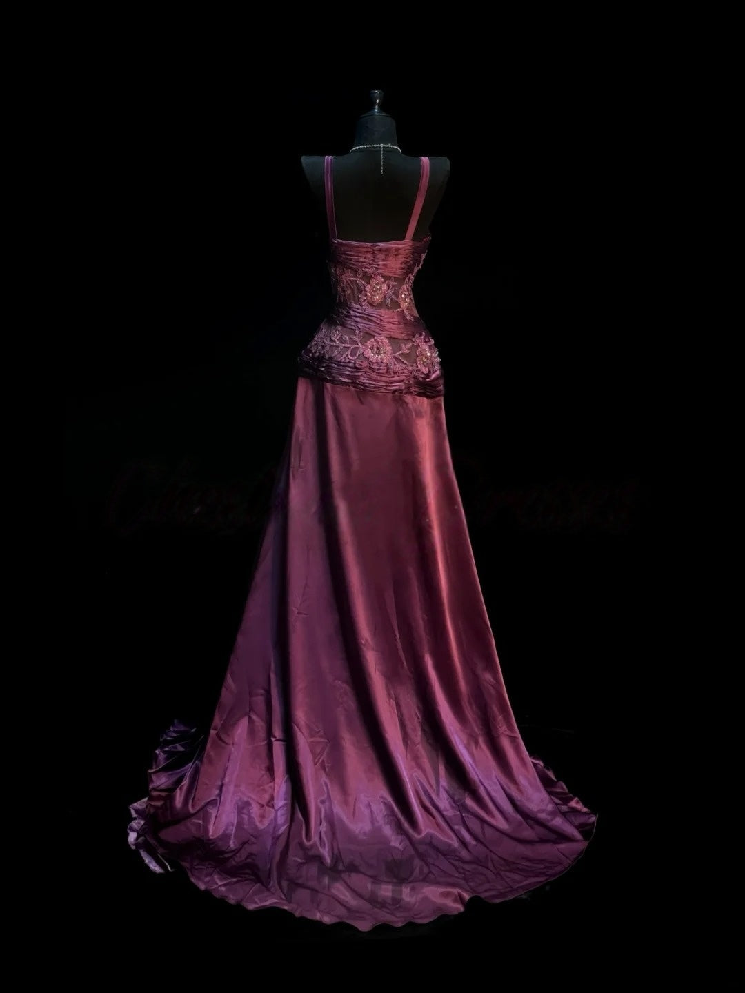 V Neck Purple Formal Prom Dress With Appliques Retro Evening Dress  J10169