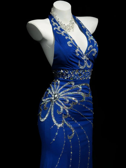Trägerloses silbernes Vintage-Abendkleid, A-Linie, Geburtstagskleid J9370
