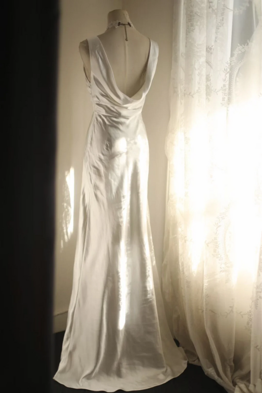 Trägerloses silbernes Vintage-Abendkleid, A-Linie, Geburtstagskleid J9370