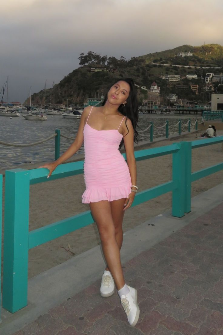Straps Ruched Tiered Short Pink Homecoming Dress J7275