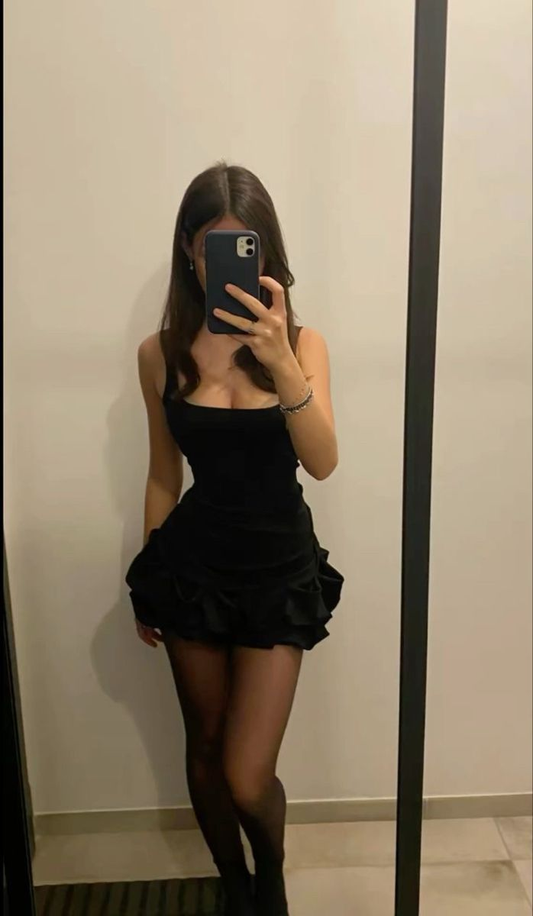 Schwarzes Partykleid, kurzes Ballkleid, Heimkehrkleid J7534