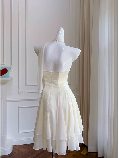 Neckholder A-Linie Chiffon Homecoming-Kleid Kurzes formelles Partykleid J7193