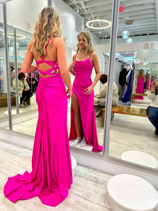 Hot Pink Mermaid Prom Dress Formal Party Dress J7358