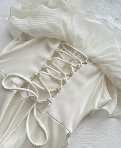 Robe de bal longue fourreau ivoire, robe de soirée féerique pour adolescentes J8405