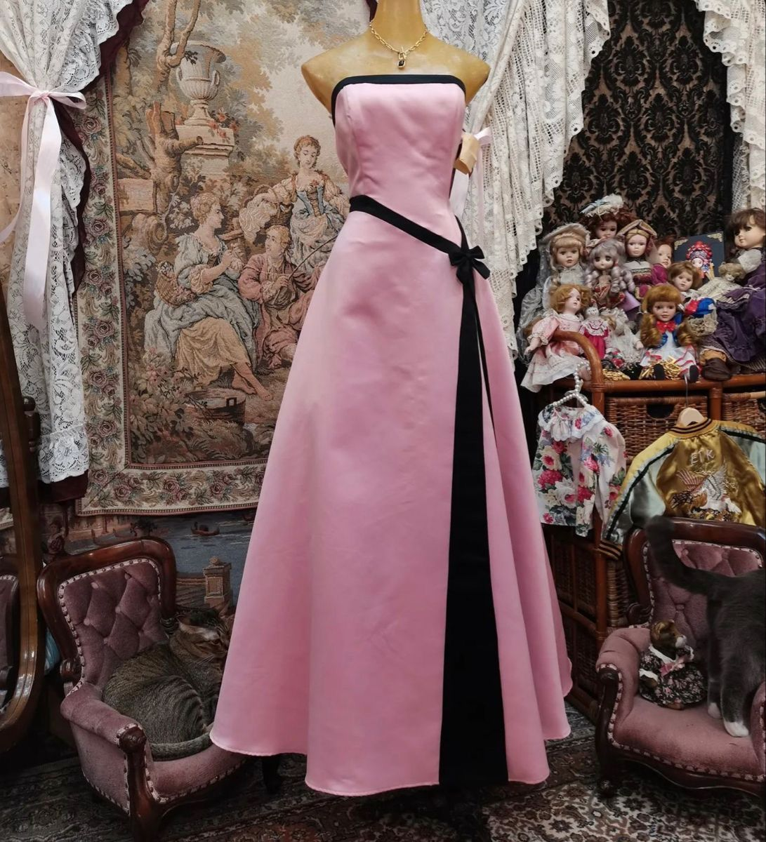 Robe de bal longue rose bustier coupe trapèze, jolie robe de soirée formelle pour adolescentes, J8292