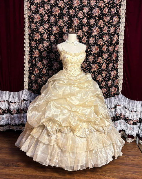 Yellow Sweet 15 Ball Gown Birthday Dress Long Evening Dress For Teens J8637