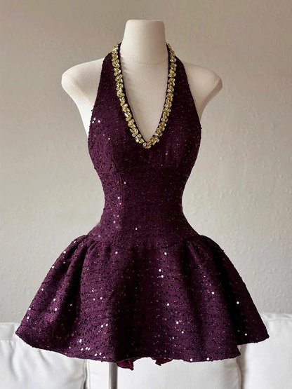 V-Ausschnitt Pailletten Homecoming Kleider 8. Grad Tanz Abschlusskleid J7244