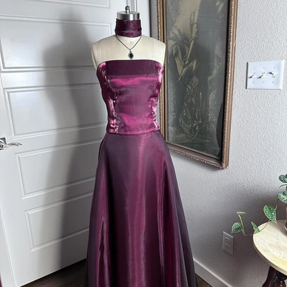 Strapless A Line Simple Long Prom Dress Formal Party Dress J8155
