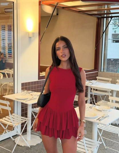 Rotes A-Linien-Heimkehrkleid, Geburtstagsoutfit J7457