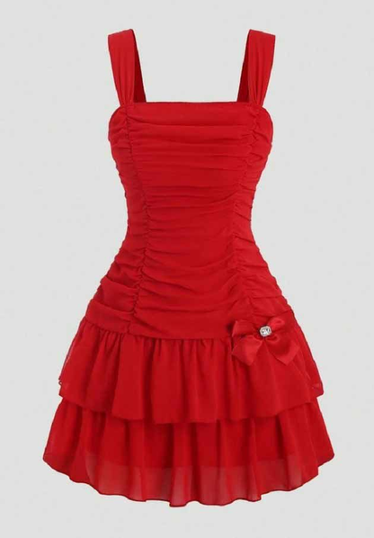 A line Straps Red Short Homecoming Dress Birthday Dresses J7574
