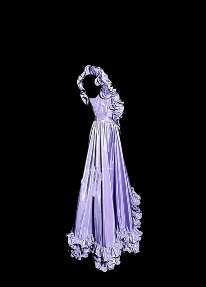 Robe de bal longue en satin à une épaule et coupe trapèze, tenue d'anniversaire, robe de remise de diplôme, J7116