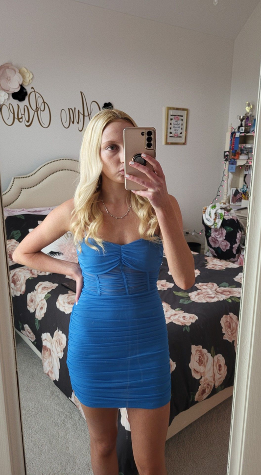 Blue Sheath Homecoming Dress Mini Summer Dress J7711