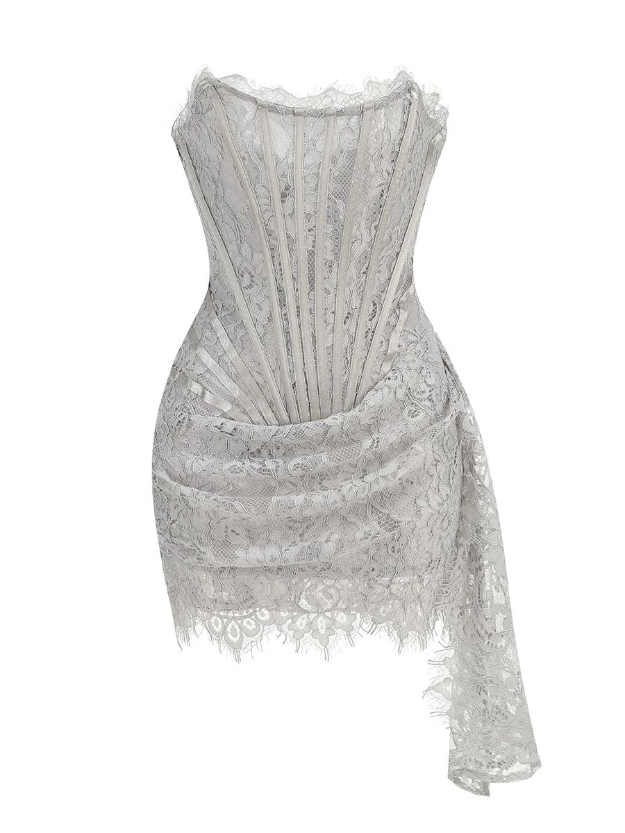 Robe fourreau en dentelle pour anniversaire et mini robe de soirée J8148