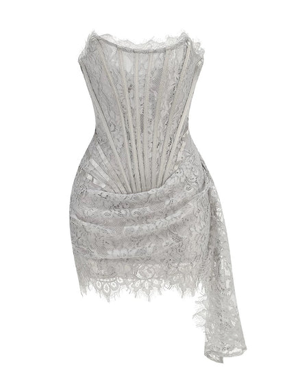 Robe fourreau en dentelle pour anniversaire et mini robe de soirée J8148