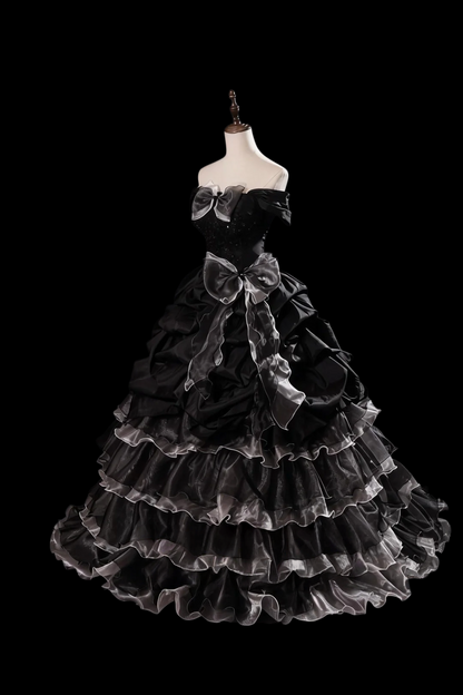 Robe de bal bustier violette en satin avec appliques, robe de soirée formelle J9413