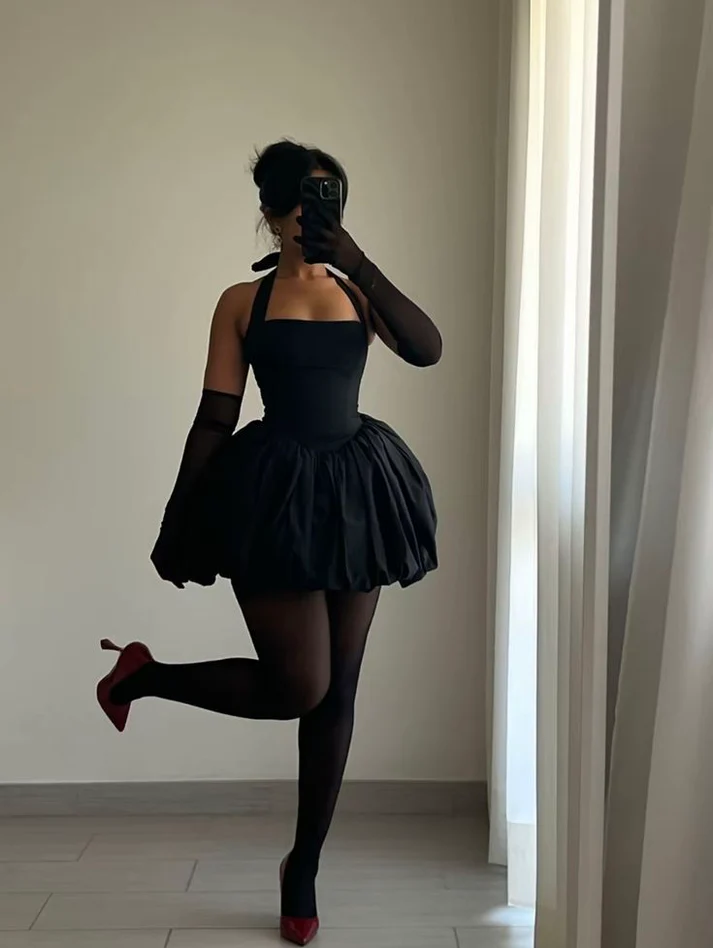 birthday dresses short Black Halter Outfit Evening Dress Cocktail Shor – JulyProm Size:m designed for glamour and Petite Modest Black Funeral spring