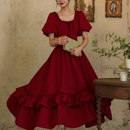 Burgundy Retro A Line Prom Dress Formal Evening Dress J8619