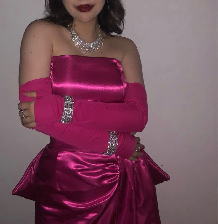 Robe de soirée rose vif avec nœud en satin pour 17e anniversaire J7688