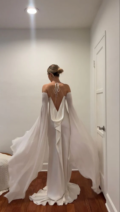 Rückenfreies Brautkleid Einfaches elegantes Hochzeitskleid J8798