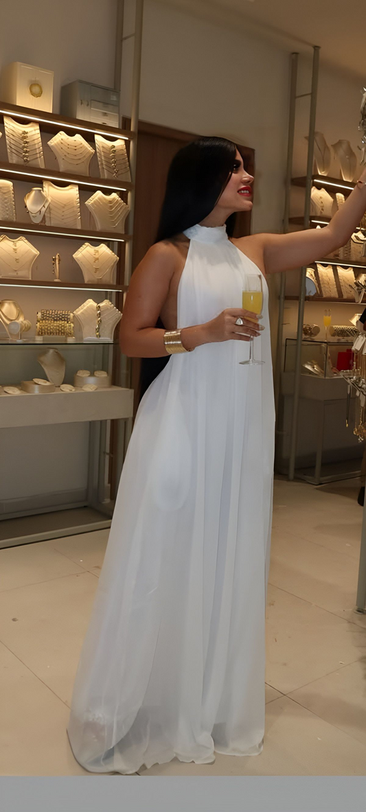 A Line White Chiffon Prom Dress Evening Party Dress J8844