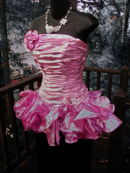 Rosa Satin Kurzes Homecoming-Kleid für die 8. Klasse Homecoming-Outfits J7497