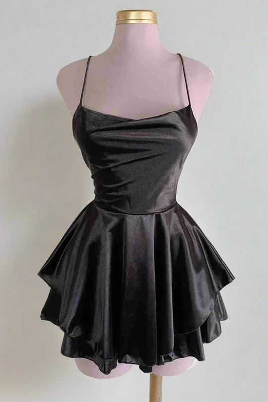 Robe de soirée courte à bretelles spaghetti J6960